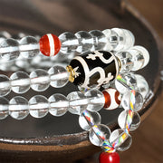 Buddha Stones 108 Beads Liuli Crystal Dzi Bead Agate Blessings Tassel Mala - image 5