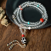 Buddha Stones 108 Beads Liuli Crystal Dzi Bead Agate Blessings Tassel Mala - Style 4 - 6mm - image 0