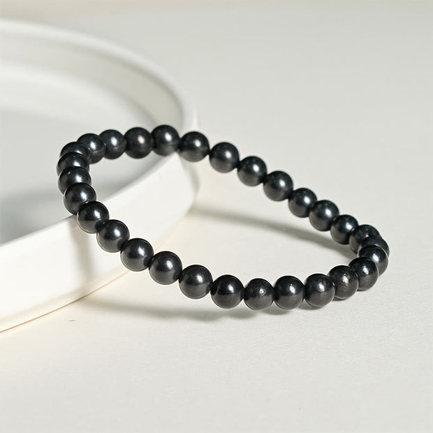 Buddha Stones Round Authentic Shungite Stone Inner Strength Beaded Bracelet - image 3