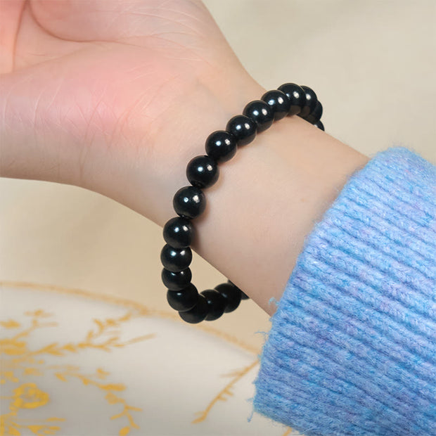 Buddha Stones Round Authentic Shungite Stone Inner Strength Beaded Bracelet - image 11