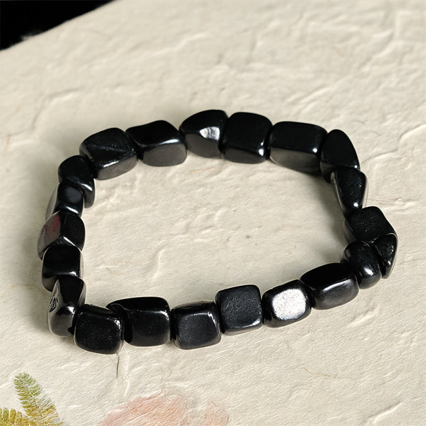 Buddha Stones 8mm Natural Authentic Shungite Stone Protection Beaded Bracelet - image 1