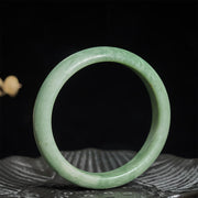Buddha Stones Natural Jade Simple Design Prosperity Cuff Bangle Bracelet - image 1