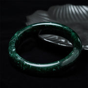 Buddha Stones Nanyang Black-Green Jade Protection Cuff Bangle Bracelet - image 2