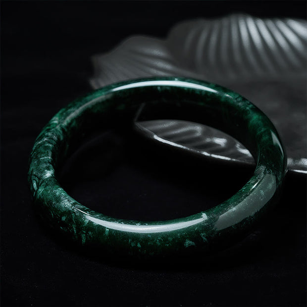 Buddha Stones Nanyang Black-Green Jade Protection Cuff Bangle Bracelet - image 2
