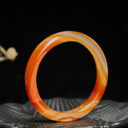 Buddha Stones Veined Pattern Red Agate Calm Cuff Bangle Bracelet - image 2