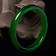 Buddha Stones Green Cat's Eye Stone Relieve Stress Wealth Thin Cuff Bangle Bracelet - image 1