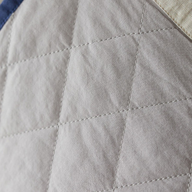 Buddha Stones Slanted Collar Printing Long Sleeve Crew Neck Cotton Midi Dress - image 6