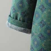 Buddha Stones Crew Neck Frog-button Flower Pattern Long Sleeve Cotton Midi Dress - image 6