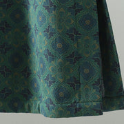 Buddha Stones Crew Neck Frog-button Flower Pattern Long Sleeve Cotton Midi Dress - image 7