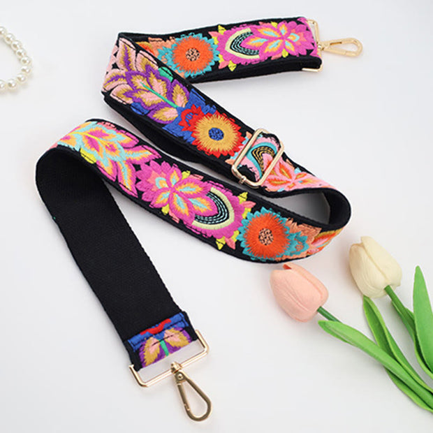 Buddha Stones Multicolor Flower Embroidery Adjustable Handbags Crossbody Shoulder Bag Straps - image 1