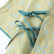 Buddha Stones 2pcs Colorful Floral Leaf Long Sleeve V-Neck Shirt Pants Cotton Pajamas Set With Pockets - image 5