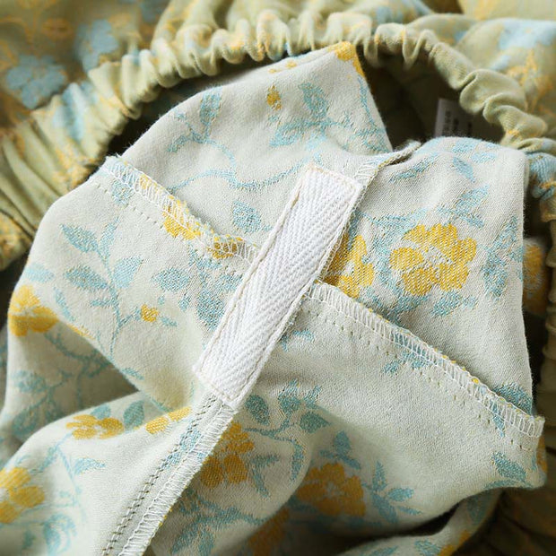 Buddha Stones 2pcs Colorful Floral Leaf Long Sleeve V-Neck Shirt Pants Cotton Pajamas Set With Pockets - image 9