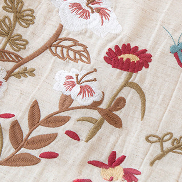 Buddha Stones 2pcs Colorful Floral Butterfly Long Sleeve V-Neck Shirt Pants Cotton Pajamas Set With Pockets - image 1