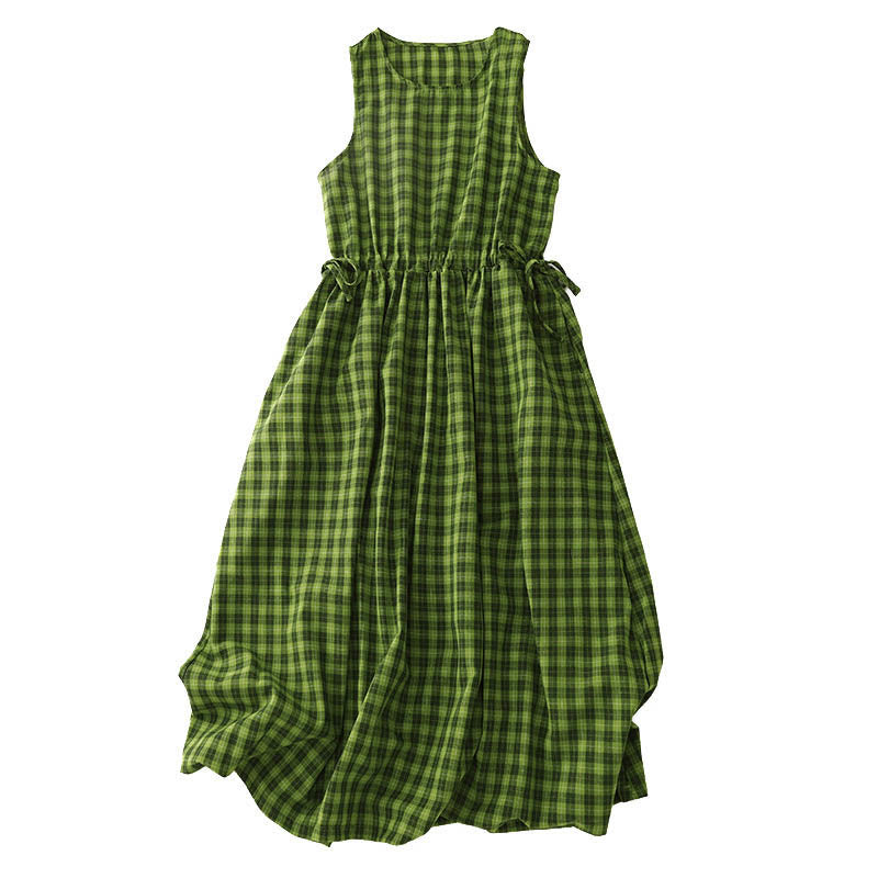 green and white checkered dress Buddha Stones Sleeveless Plaid Summer Midi With Pockets – buddhastoneshop Size:US 11 (EU 43) rhinestone wedding top Our Aila dress is Women's Jordan Print Dress