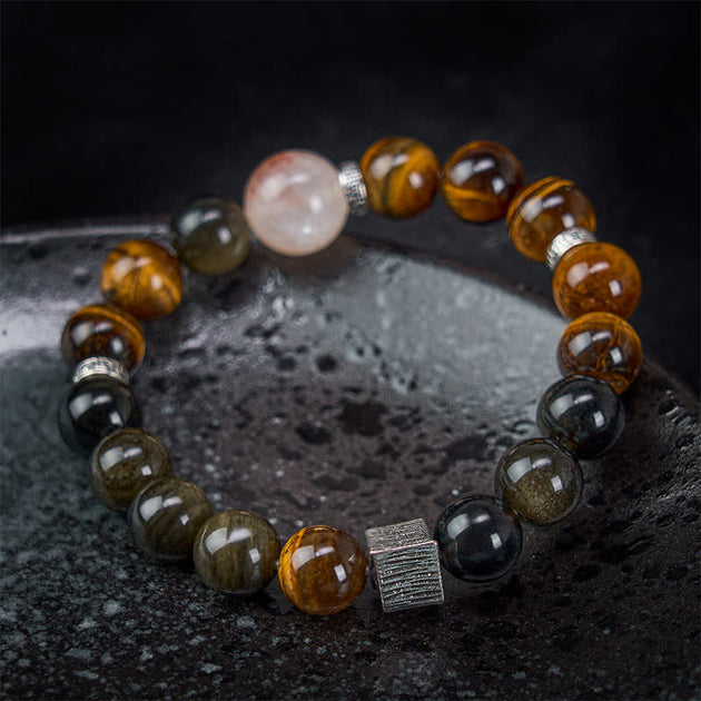 Buddha Stones Tiger Eye Gold Sheen Obsidian Inclusion Quartz Bead Prot ...