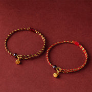 Buddha Stones Handcrafted Red Gold Rope Lotus Peace And Joy Charm Braid Bracelet Bracelet BS 11