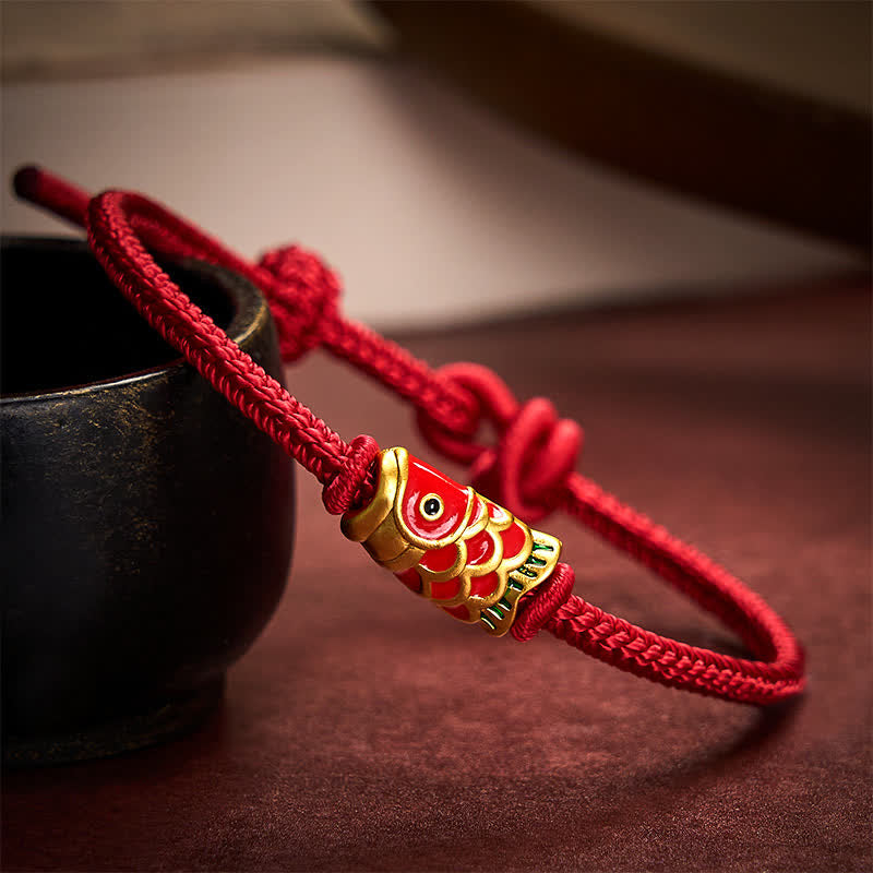 Buddha Stones Hand-Woven Red String Koi Fish Strength Adjustable