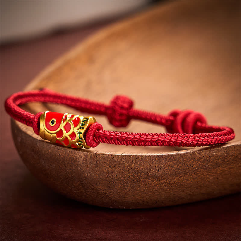 Buddha Stones Hand-Woven Red String Koi Fish Strength Adjustable