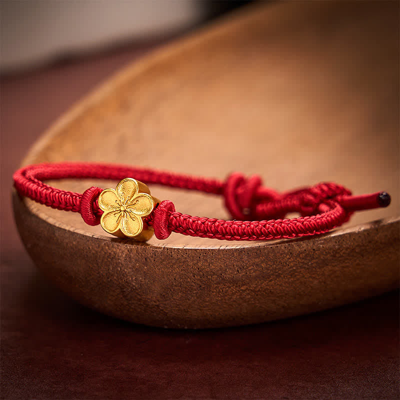 Buddha Stones Hand-Woven Red String Small Peach Blossom Luck