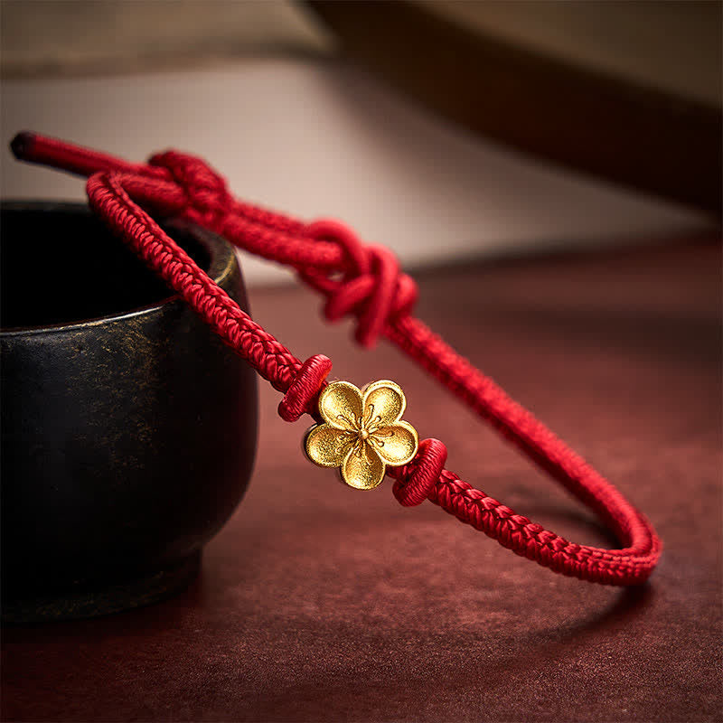Buddha Stones Hand-Woven Red String Small Peach Blossom Luck