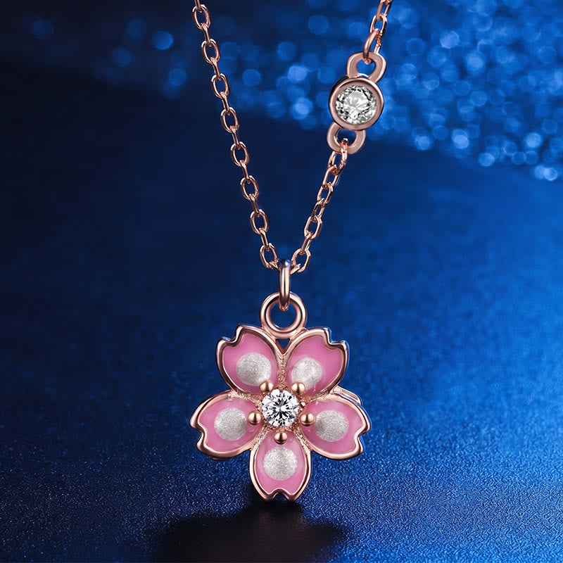 Buddha Stones 925 Sterling Silver Cherry Blossom Flower Rotatable
