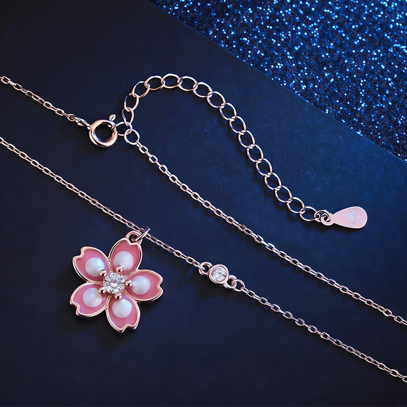 Buddha Stones 925 Sterling Silver Cherry Blossom Flower Rotatable