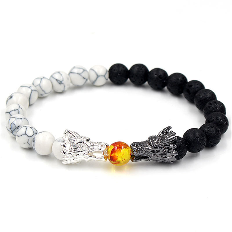 Buddha Stones White Turquoise Lava Rock Dragon Blessing Beaded