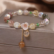 Buddha Stones Strawberry Quartz Rutilated Quartz Fluorite Flower Healing Bracelet Bracelet BS 15