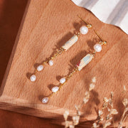 Buddha Stones 925 Sterling Silver Posts Shoushan Stone Pearl Healing Drop Earrings 1