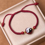 Buddha Stones Lucky Cinnabar Red String Yin Yang Symbol Bagua Blessing Bracelet Bracelet BS 3
