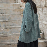 Buddha Stones Tie Dye Lace-up Design Coat Zen Meditation Open Front Top Jacket 25