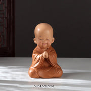 Buddha Stones Small Mini Meditation Praying Monk Serenity Resin Home Decoration Decorations BS Praying Monk 5.5*4.5*6.5cm