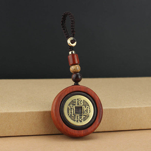 FREE Today: Attract Wealth Copper Coin Ebony Wood Red Sandalwood Key Chain Decoration FREE FREE Red Sandalwood