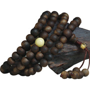 Buddha Stones 999 Gold Tarakan 108 Mala Beads Agarwood Amber Ward Off Evil Spirits Bracelet Mala Bracelet BS 6
