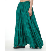 Buddha Stones Solid Color Loose Long Elastic Waist Skirt 26
