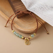 Buddha Stones Jade Beads Fu Character Blessing Rope Bracelet 5