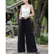 Buddha Stones Solid Color Loose Wide Leg Pants With Pockets Wide Leg Pants BS 25