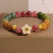 Buddha Stones Colorful Tourmaline Jade Flowers Love Bracelet Bracelet BS Tourmaline(Positive♥Love)(Wrist Circumference 14-16cm)