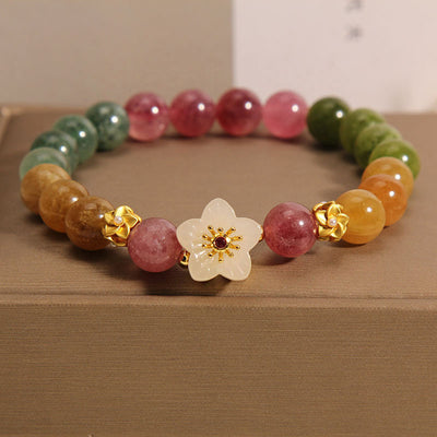 Buddha Stones Colorful Tourmaline Jade Flowers Love Bracelet
