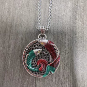 Buddha Stones Tibetan Copper Koi Fish Healing Necklace Necklaces & Pendants BS Necklace-With Keel Chain(Necklace length: 60cm)