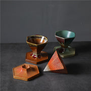 Buddha Stones Hexagon Design Ceramic Tea Coffee Mug Coffee Cup With Base 170ml