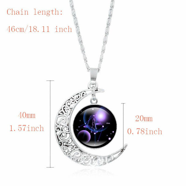 Buddha Stones 12 Constellations of the Zodiac Moon Protection Necklace Chain Pendant
