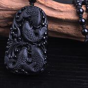 FREE Today: Attract Wealth And Abundance Black Obsidian Koi Fish Necklace Pendant FREE FREE 13