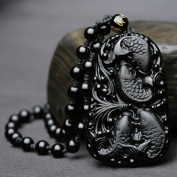 FREE Today: Attract Wealth And Abundance Black Obsidian Koi Fish Necklace Pendant FREE FREE 3