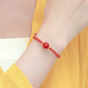 Buddha Stones Handmade Red Agate Amethyst Golden Rutilated Quartz Pink Crystal Bead Calm Braided Bracelet Bracelet BS 6