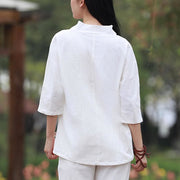 Buddha Stones 2Pcs Shirt Top Pants Meditation Zen Tai Chi Cotton Linen Clothing Women's Set Women's Meditation Cloth BS 3