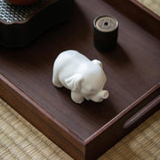 Buddha Stones Small Elephant Statue White Porcelain Ceramic Strength Home Desk Decoration Decorations BS 4