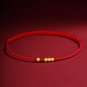 Buddha Stones 999 Gold Beads Luck Braided Protection Couple Bracelet Bracelet BS Red Rope(One&Three Gold Beads) 24cm