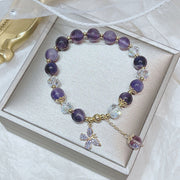 Buddha Stones Natural Amethyst Crystal Spiritual Butterfly Charm Bracelet