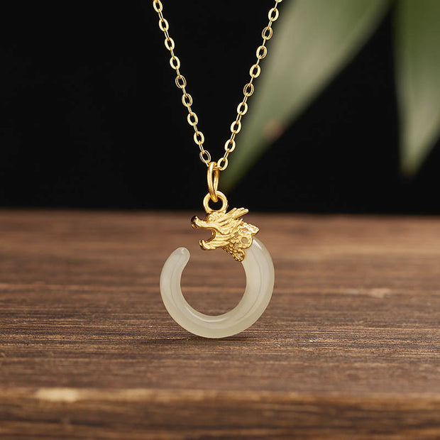 Buddha Stones 925 Sterling Silver Year Of The Dragon Natural Hetian Jade Luck Strength Necklace Pendant (Extra 40% Off | USE CODE: FS40) - Dragon(Protection♥Success) - image 0
